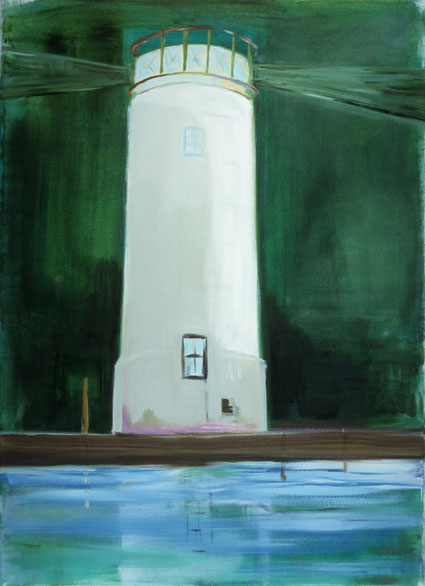 Seinende vuurtoren olie op canvas 90x65cm 1998 (Collectie Kunstuitleen Museum Het Kruithuis Den Bosch). Basisstipendium, Fonds voor Beeldende Kunsten Vormgeving en Bouwkunst Amsterdam 1999