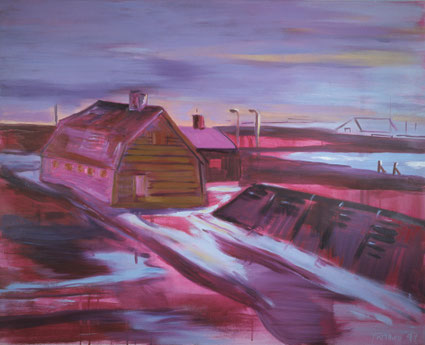 Wastelandroze 85x105cm olie op katoen 1997 (Collectie Katholieke Universiteit Tilburg IVA). Basisstipendium, Fonds voor Beeldende Kunsten Vormgeving en Bouwkunst Amsterdam 1999
