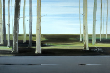 Bosrand 80x120cm olie op katoen 1999 (Collectie SBK Gelderland Arnhem). Basisstipendium, Fonds voor Beeldende Kunsten Vormgeving en Bouwkunst Amsterdam 1999