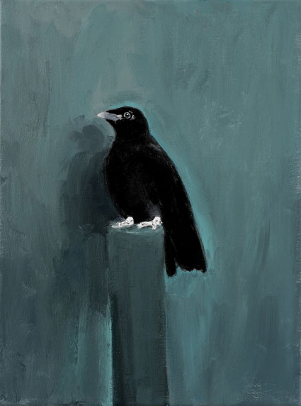 Black Bird with White Feet 40x30cm acryl op canvas 2025 (Privé collectie Warmond NL)