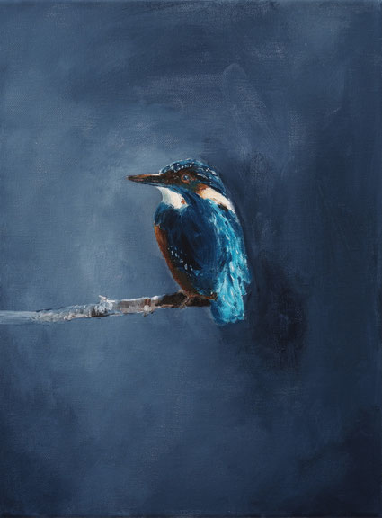 Kingfisher, Night 40x30cm acrylic on canvas 2026 (Privé collectie Spijkenisse NL)