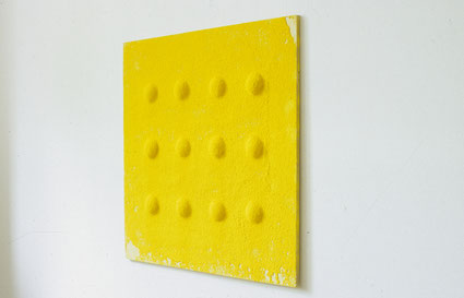 Pigment op linnen op spaanplaat aan atelierwand 50x50cm 2005