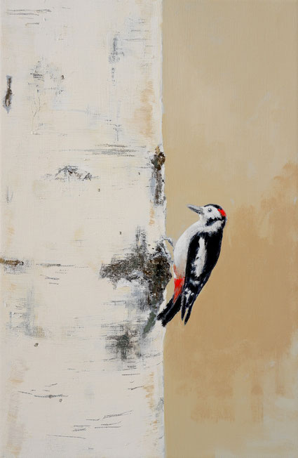 Specht 43x28cm acryl op canvas 2024 (Privé collectie Aschheim Duitsland)