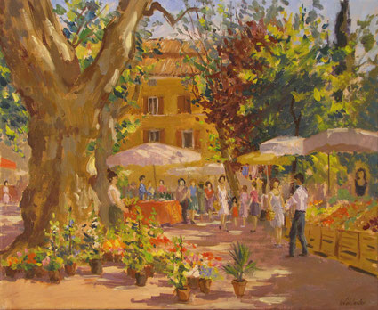 Tony Wahlander (Wåhlander) en Provence le marché du dimanche