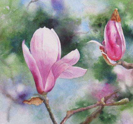 Die Freude tanzt im Licht. Aquarell von Gabriele Koenigs (2026). Im Passepartout für Bilderrahmengröße 50 cm x 40 cm. Als Original erhältlich