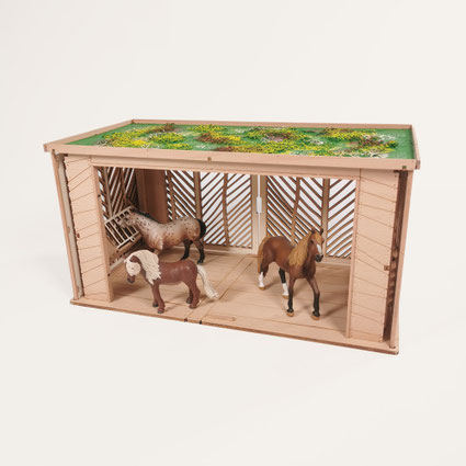 Pferde Unterstand aus Holz – passend für Schleich® Figuren