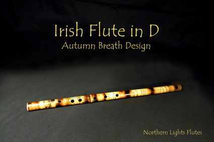 Irish Flute in D - Autumn Breath Design - Irische Querflöte aus Bambus in D - großes Volumen -  handgebaute Bambusflöten von Northern Lights Flutes