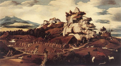 Jan Mostaert, Paysage des Indes occidentales, c. 1540 huile sur panneau, 86 x 152 cm Frans Halsmuseum, Haarlem (Source : WGA)