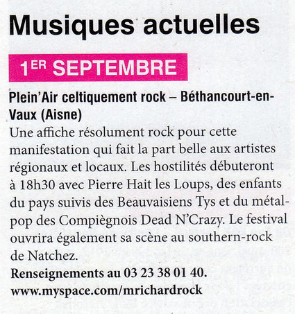 Erreur de l'annonceur, Southern Rock en lieu et place de Celtiquement Rock.