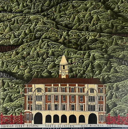 'Proposed Ferry building' 90 x 90 cm, oil on canvas, 2022