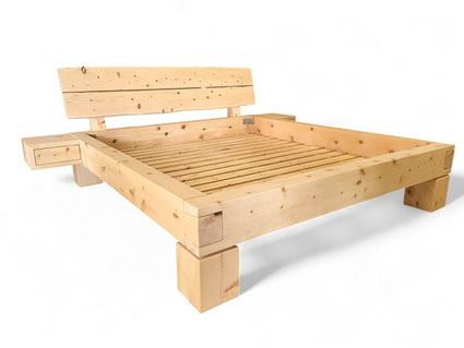 Massivholzbett 180x200 cm aus Zirbenholz mit Kopfteil