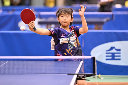 バンビ女子　第３位：森本夏愛（Ｔｏｒｔｏｉｓｅ）　©卓球レポート／バタフライ