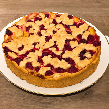 Himbeer Vanillepudding Kuchen Mit Streuseln Deine Zaubertuete