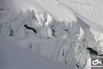 Gletscherspalten unterhalb Feejoch