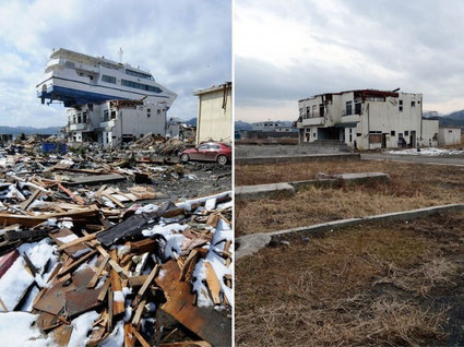 Japon, Otsuchi, dans la préfecture d'Iwate, deux ans après le tsunami (sources http://tempsreel.nouvelobs.com/ (AFP PHOTO) Publié par Cyril Bonnet)