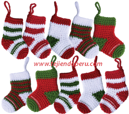 botitas o medias de Navidad tejidas a crochet - Christmas socks