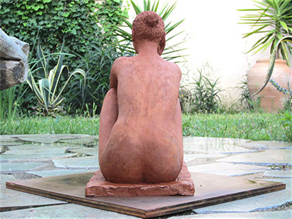 sculpture femme.terre cuite.étude de nu féminin assis, nouveausculpteur.org