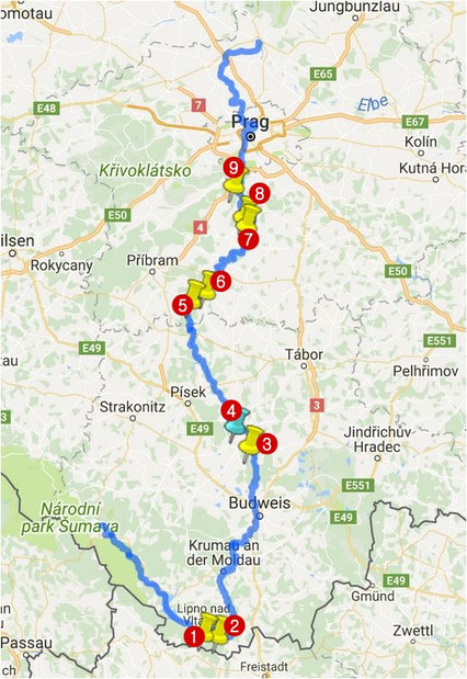 Die Moldau Kaskaden in Tschechien