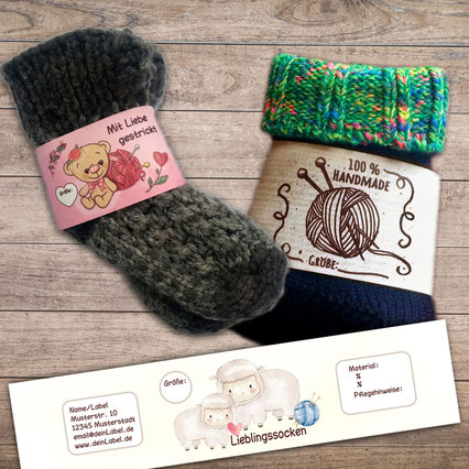 Papierbanderolen für selbstgestrickte Socken