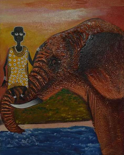 Painted by Dorothy Adroph from Dar es Salaam in Tanzania ( Woodglue, Oil on Canvas)