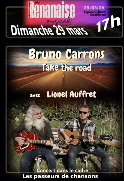 Bruno Carrons et Lionel Auffret vous proposent un répertoire pop-folk pour le concert final de la Renanaise. A partir de 17h. Entrée libre. 