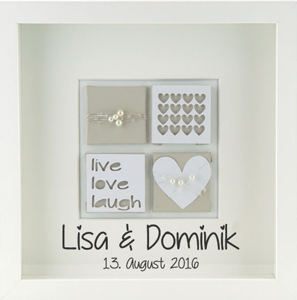 personalisiertes hochzeitsgeschenk hochzeitsbild live love laugh beige