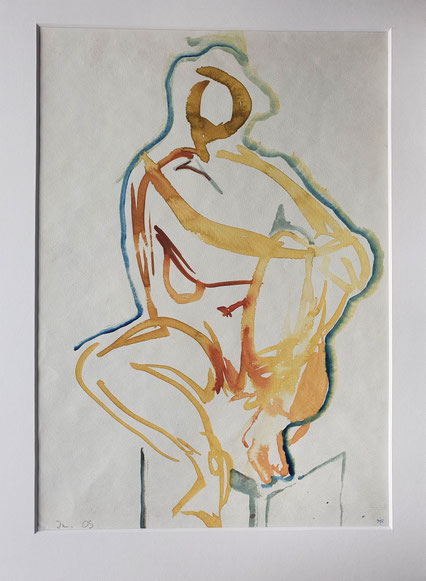 Auf dem Hocker; Vollholzrahmen weiß 40x50cm 280 €