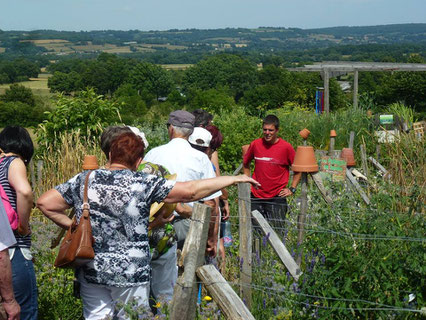 visite guidée du jardin permaculture en mandala avec Adrien Laporte