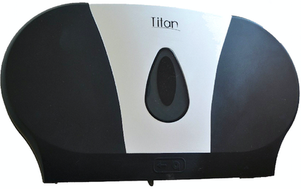 DESPACHADOR / DISPENSADOR DE PAPEL HIGIÉNICO TITAN DOBLE 8012LB LUXURY BLACK. DIMENSIONES EN MILÍMETROS: ALTO: 292 LARGO: 508 ANCHO: 125 CAPACIDAD: 2 ROLLOS MÁXIMO DE 300 METROS DE PAPEL CONTENIDO POR CAJA: 1 PZA GARANTÍA DE FÁBRICA 1 AÑO. COLOR: NEGRO