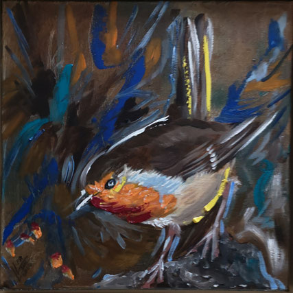57. Robin...A tip of yellow 30x30cm weggevlogen
