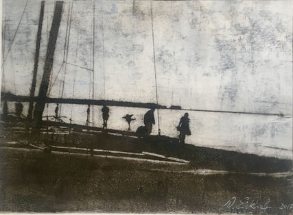 Abendspaziergang, Papierlithografie, 20x30cm, 2017