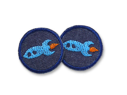 Set Mini Jeansflicken Rakete Flicken zum aufbügeln für Jungen