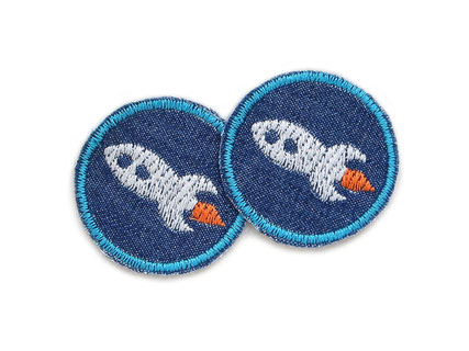 Set Mini Jeansflicken Rakete Flicken zum aufbügeln für Jungen