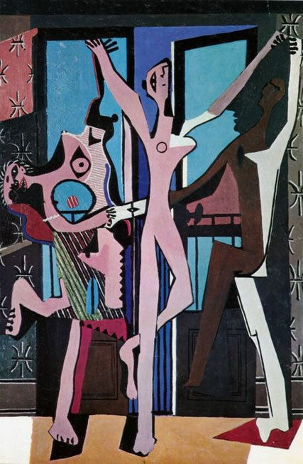 Las tres bailarinas 1925. 215x142cm. Este cuadro supuso un punto de inflexión,marcando la irrupción de lo extravagante,lo monstruoso como existencia transformada por el miedo.