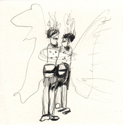 - ohne Titel -   aus der Serie "Flügelfüssler", 2010, Grafit auf Papier, 10 x 10 cm
