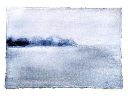 "In de mist- I", aqarelle on Indians handmade paper, 21 x 30 cm