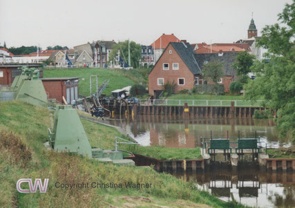 THW-Einsatz Glückstadt Juli 2002, Starkregenereignis, Schöpfwerk Glückstadt, Rhin