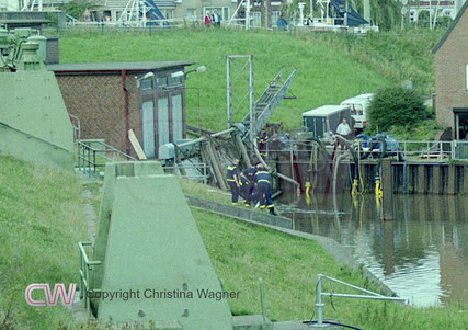 THW-Einsatz Glückstadt Juli 2002, Starkregenereignis,Schöpfwwerk Glückstadt