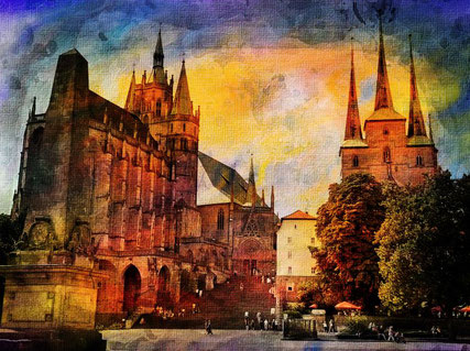der Domplatz in Erfurt wurde hier mit einem digitalen Filter bearbeitet.