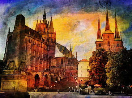 der Domplatz in Erfurt wurde hier mit einem digitalen Filter bearbeitet.