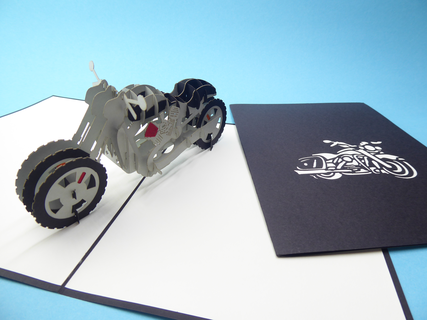 Carte Pop-Up moto - Carte kirigami Moto - Carte 3D moto