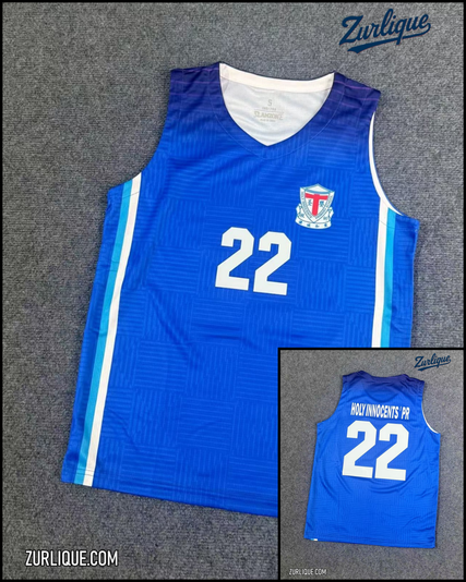 Holy Innocents Primary School custom jersey with heat transfer name and number printing