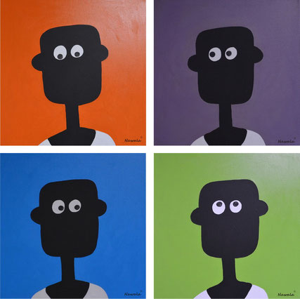 My first passport photos ( by André Pilz ) 40 x 40 cm each, acrylic on canvas