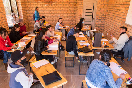 The students of the English speaking class
