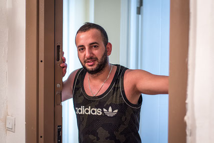 Gökhan waiting for us at his apartment in Mardin, Turkey