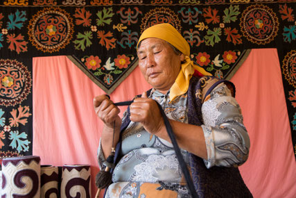 One lady was showing us her traditional Kyrgyz Felt Art