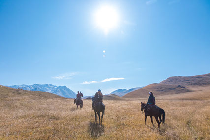 We started riding into the Kyrgyz mountains in the early morning.