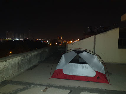 Our campsite on the rooftop of the startup called OTTO in Gaziantep