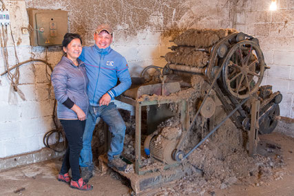 The felt is beeing produced with old machines from the former Soviet Union