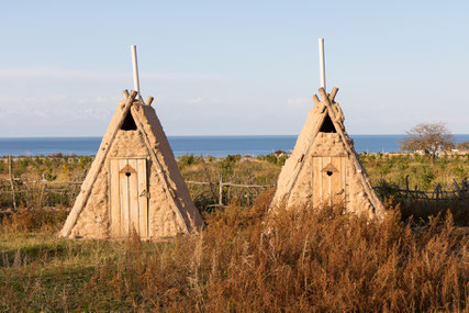 The outside toilets of Camp Almaluu in Kyrgyzstan